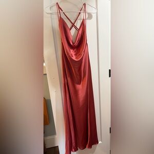 Red Satin Maxi Cowl Back Gown
